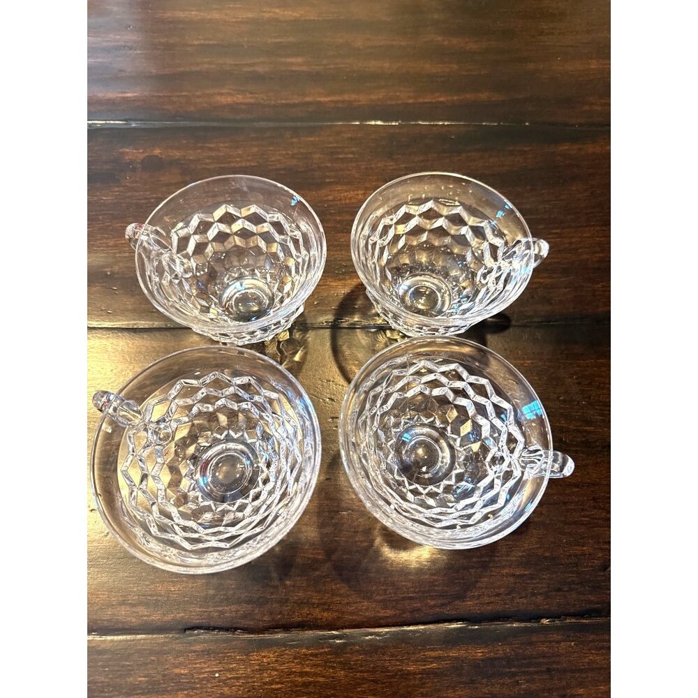 Set of 4 Vintage Fostoria American Clear Footed Punch Cups Cubist Pattern - Picture 5 of 8